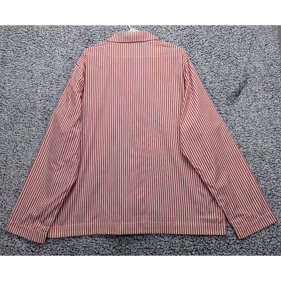 NWT GAP Sleep Poplin Shirt Mens LG Button Up Striped Long Sleeve Pajama Top Red - Picture 2 of 14